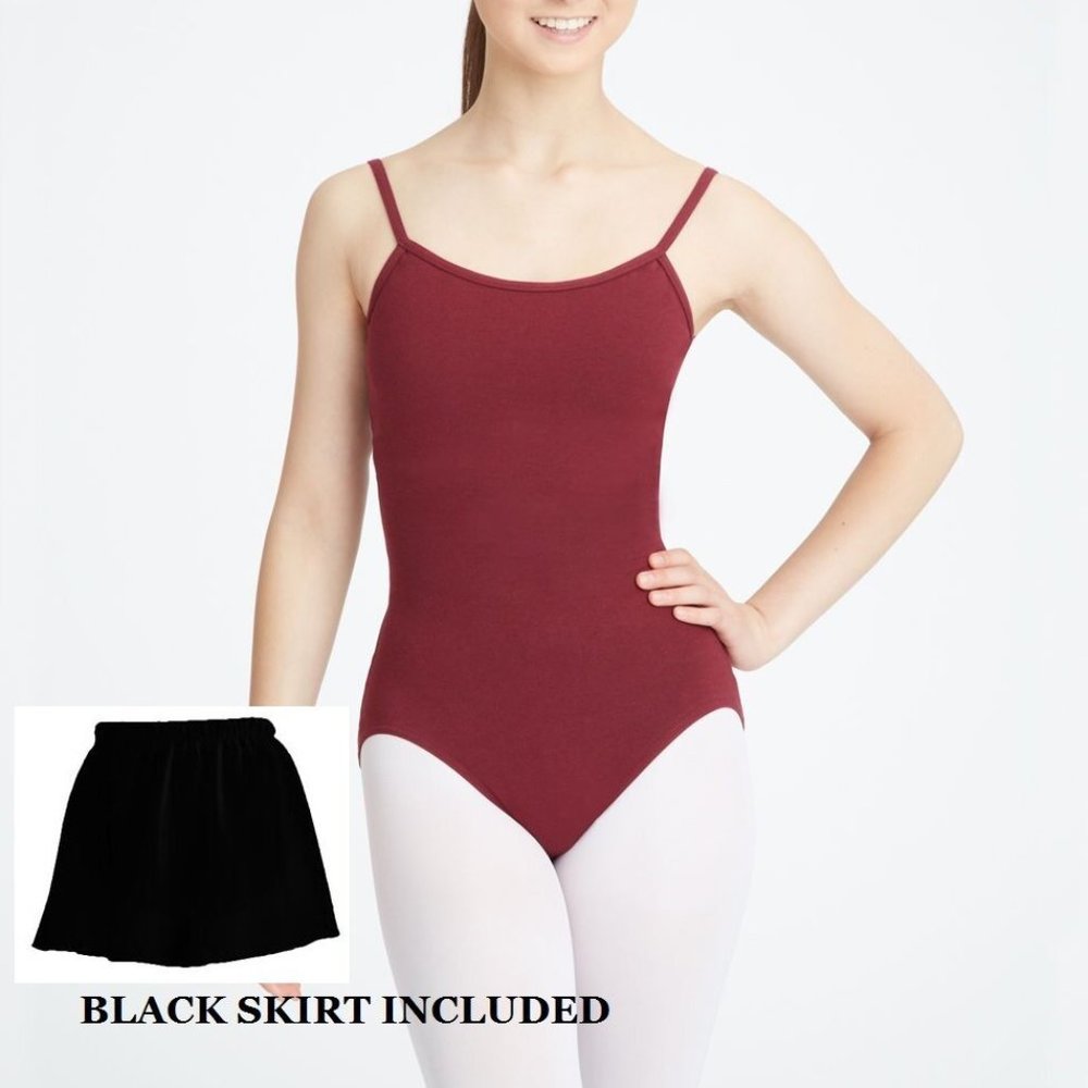 Bloch CL5407 Child XLarge (14) Burgundy Camisole Leotard Footed Tights and Skirt